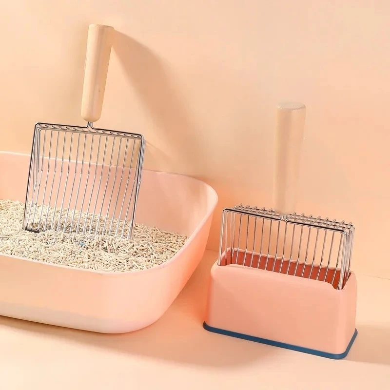 Cat Litter Shovel Set With Wooden Handle For Cat Toilet Cleaning_voghion.com