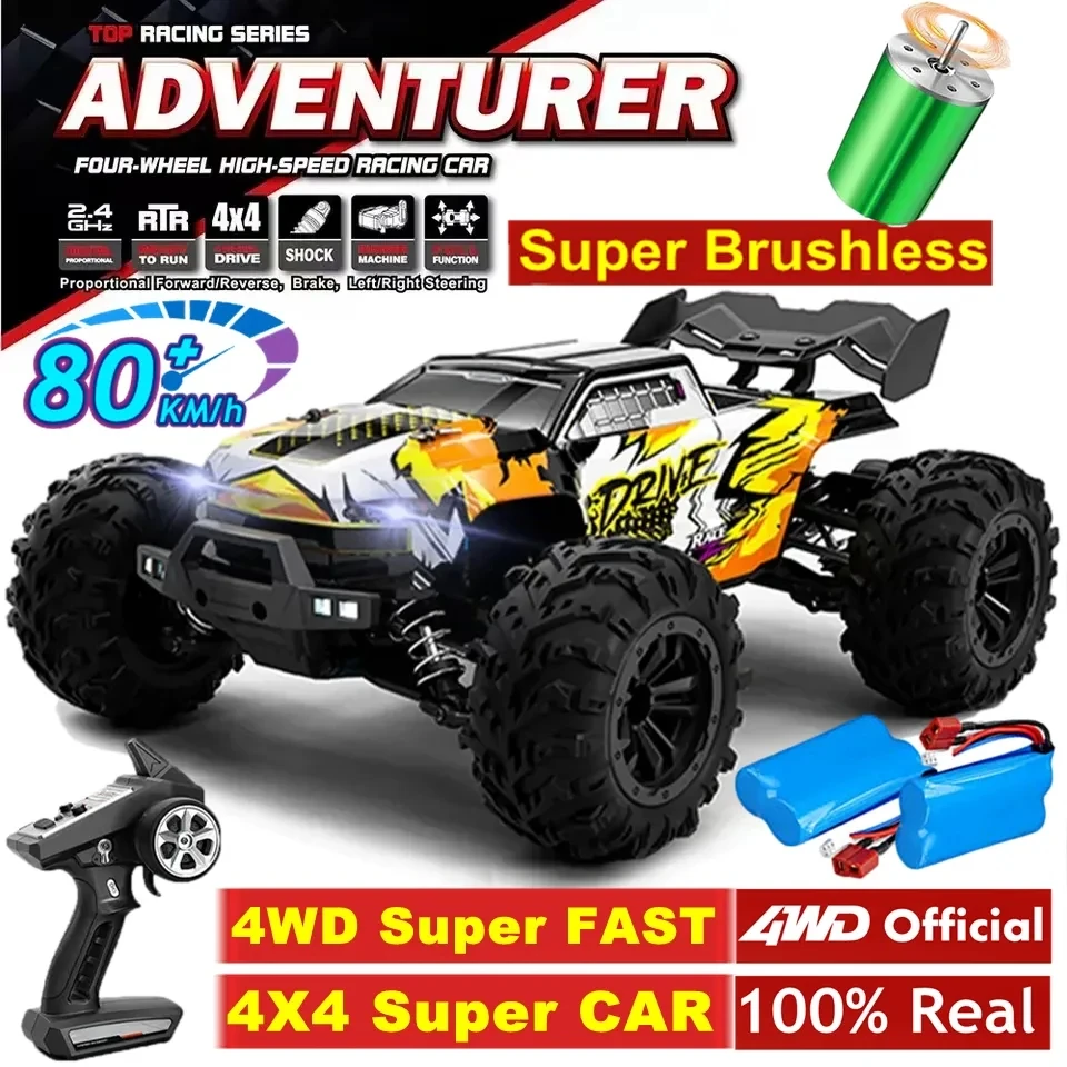 4WD RTR 브러시리스 RC 자동차, 오프로드, 4x4 고속, 80km/h, 리모컨 트럭 드리프트, 성인 및 어린이용 몬스터 장난감 