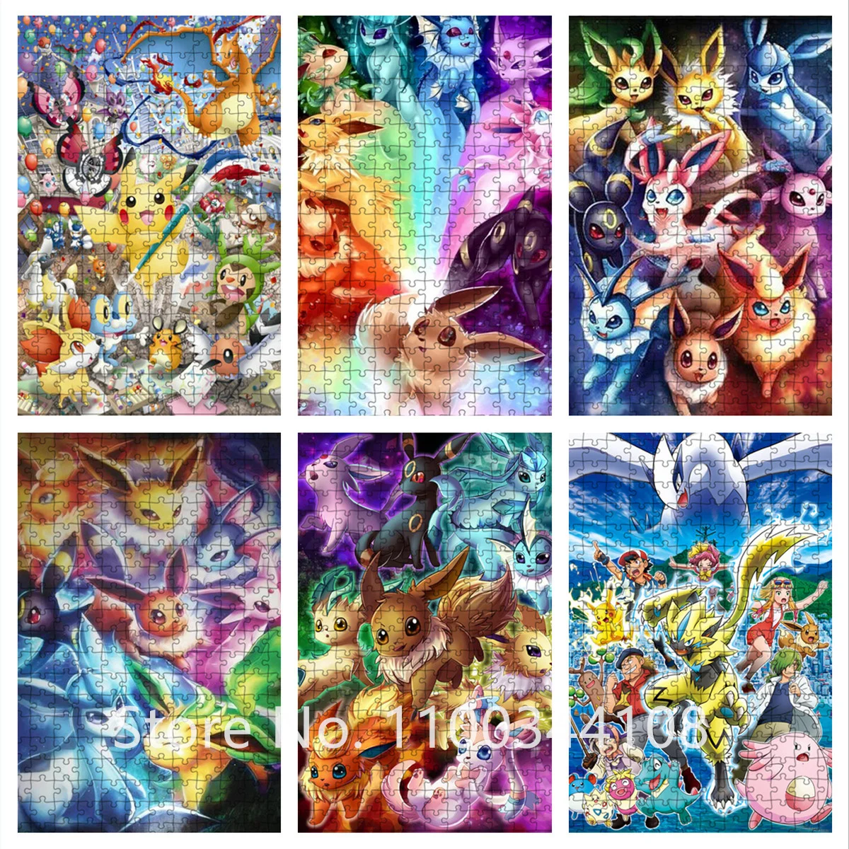 Rompecabezas Pokemon Pikachu de 300/500/1000 piezas, rompecabezas de