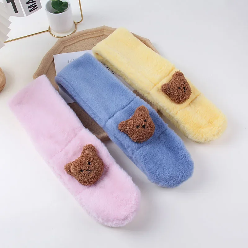 Lovely Cartoon Bear Pattern Baby Scarfs for Boys and Girls, Autumn Winter Warm Scarf