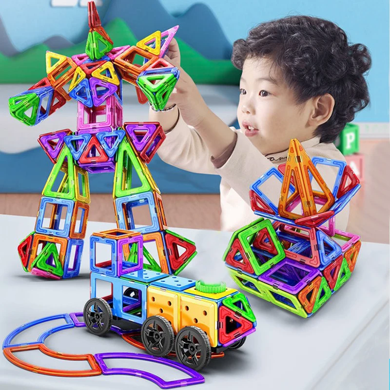 Big Size Magnetic Building Blocks DIY Magnets Toys For Kids Designer Construction Set Xmas Gifts For Children
