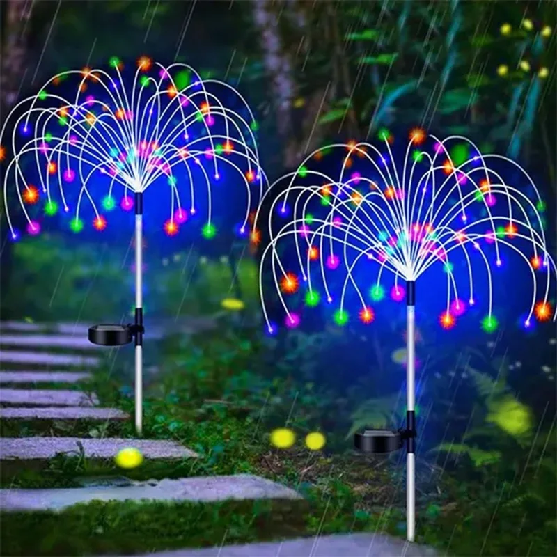 Solar Garden Lights Outdoor, 90 LED Art Firework Lights 2 Pack Waterproof  Solar Lights, Sparklers Yard Decor for Garden Pathway Patio Yard Halloween  Christmas Decorations (Warm White) 