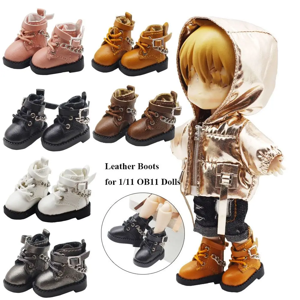 Leather Doll Boots for OB11 Cowhide Dolls