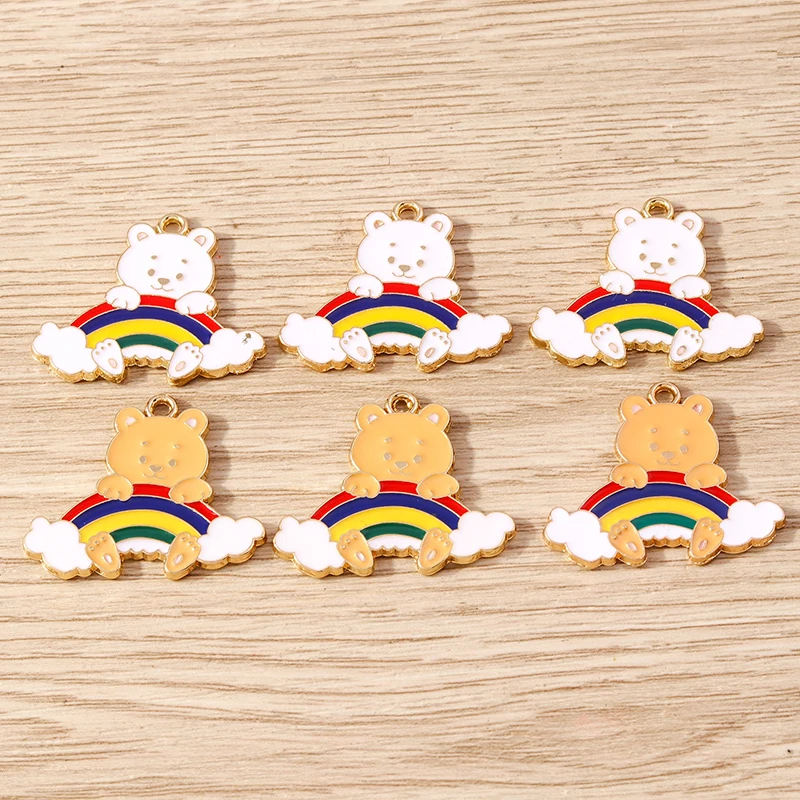 Tusember 20 Stück Kreative Emaille-Anhänger in Form von Karotten, Regenbogen, Kaninchen und Bären für Ohrringe, Halsketten und DIY-Schmuckherstellung – Detail 8