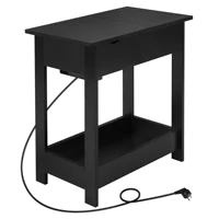 Table d'appoint EUGAD avec prise intégrée, table de chevet, console de café, table de canapé, plateau de table pliable pour salon, chambre, cuisine, entrée 3