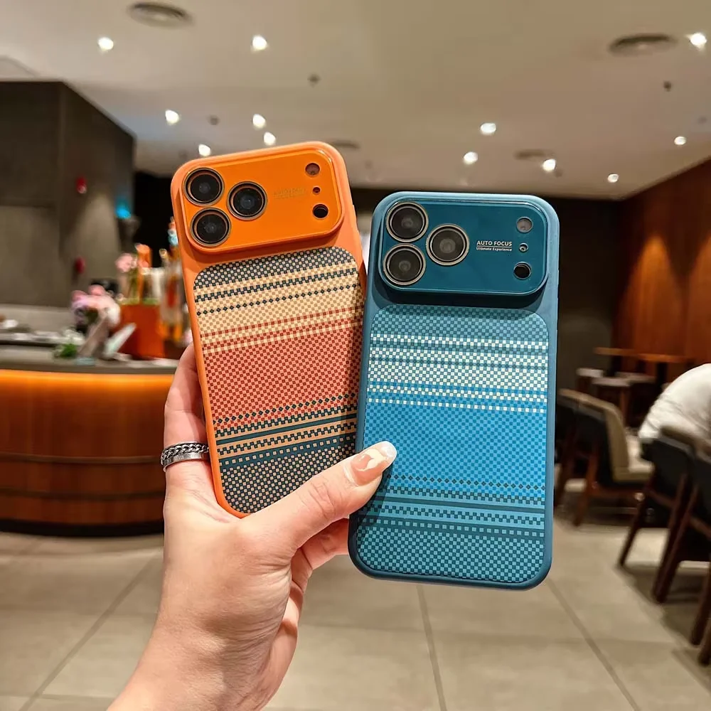 Luxury Carbon Fiber Pattern Phone Case - Magnetic Wireless Charging & Lens Protection