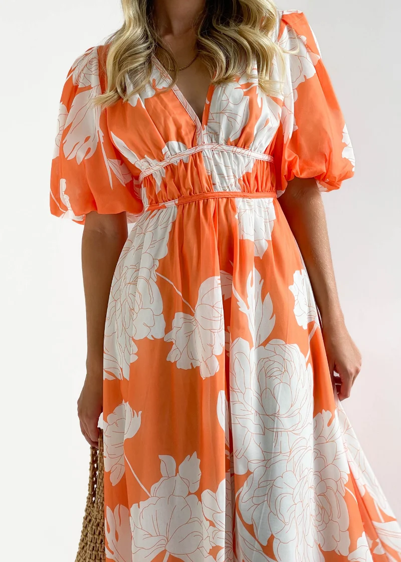 Safrina Midi Dress - Tangerine