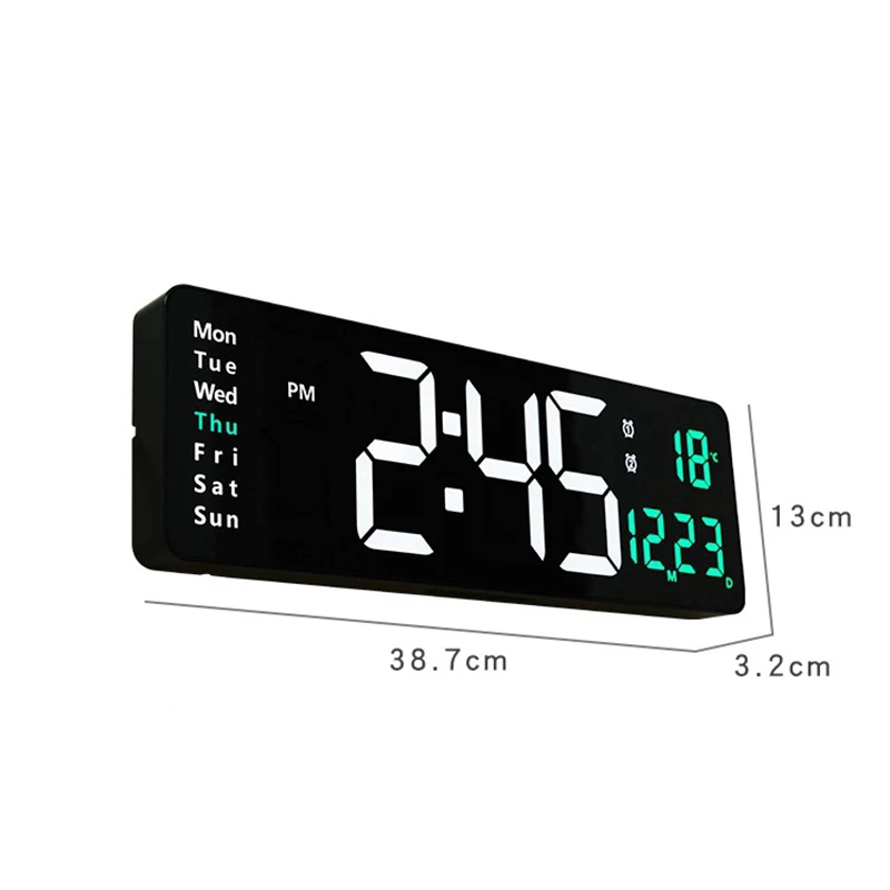 Digital Wall Clock 16inch Large Alarm Clock Remote Control Date Week Temperature Dual Alarms LED Display digital wall clock