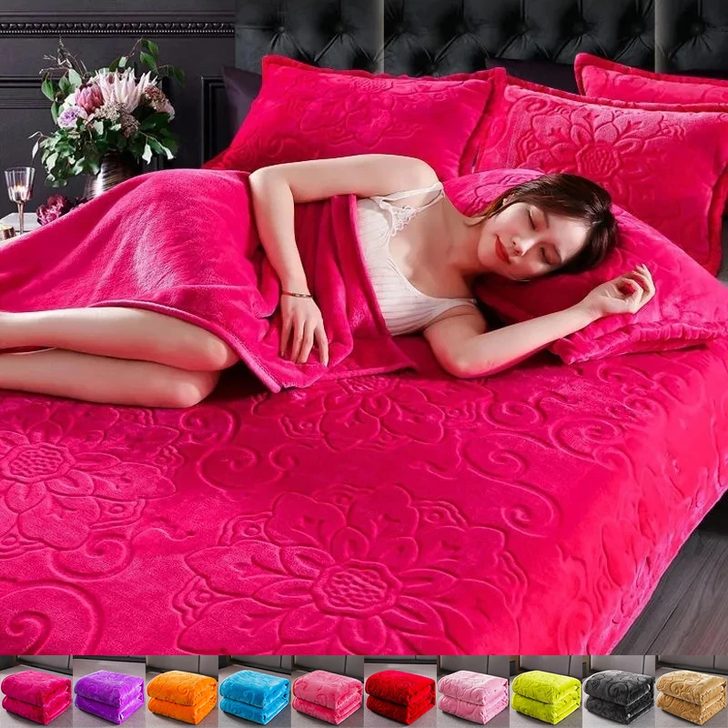 

Solid Soft Warm Velvet Blanket Autumn Winter Warm Couch Bed Throw Bedding Bedspread Home Decor Flower Bed Linen for Sofa Bedroom