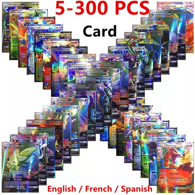 5-300Pcs Pokemon Kaarten 300 V MAX 300GX Children Battle English French Spanish Version Game Tag Team Shining Vmax Pokemon Cards 1