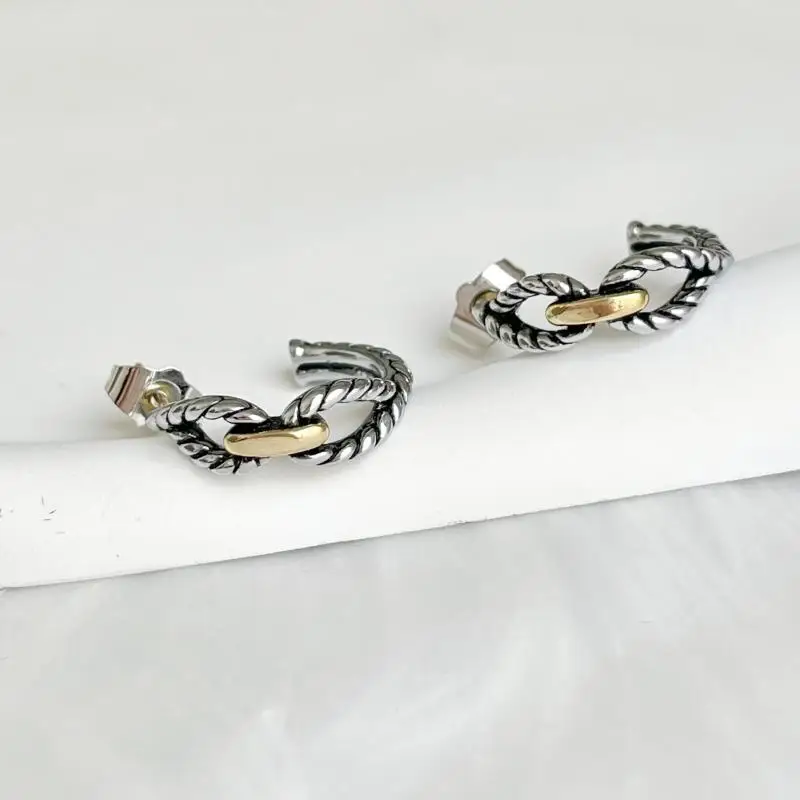 HSC DY Classic Lady's Earrings 22MM Gold-Plated Silver  Buckle Holiday Gift