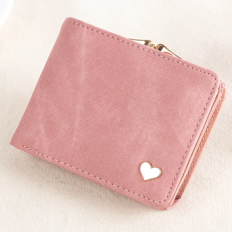 Women Small Clutch Wallet MultiFunction Change Purses Heart Decoration Big Capacity Wallets Cute Card Holder Money Bag 