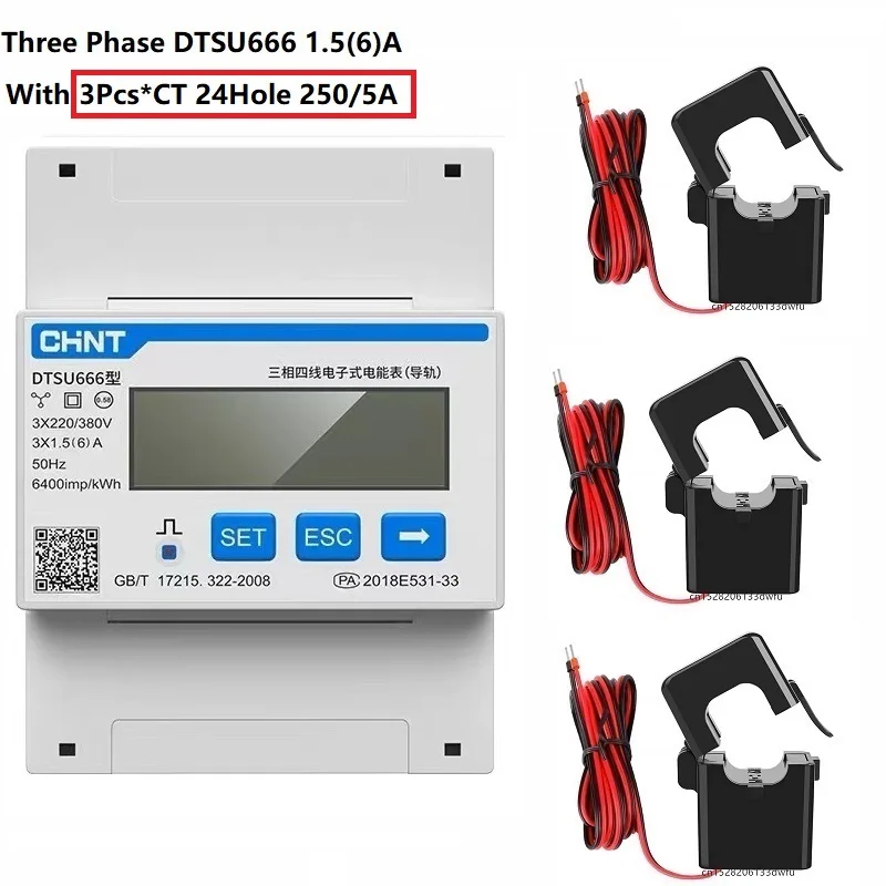 

CHINT DDSU666 DTSU666 80A Din Rail Digital Voltmeter Current Power Electric Energy KWH Meter Volt Amp Modbus RS485 AC 230V 380V