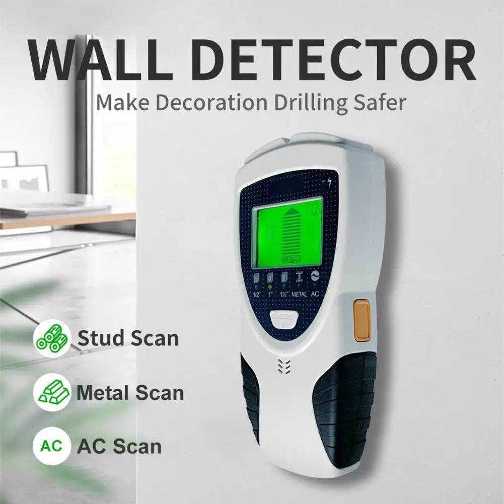 

5 in 1 Wall Detector Stud Finder with Live AC Wire Detection Backlit Display 5 Modes 3 Depths Metal Wood Cable Tracker
