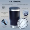 14oz Car Insulated Can Cooler, Universal Stainless Steel Double Lid Beer Cup Cooling Ice Water Bottles Insulated Slim Can Cooler 5