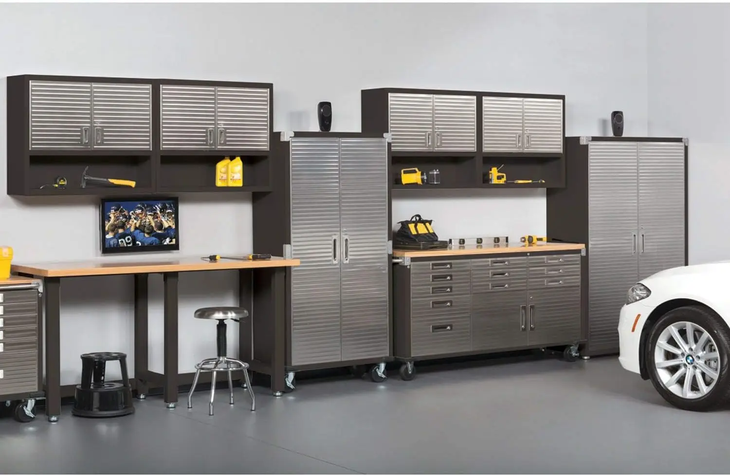 UltraHD Heavy Duty Rolling Cabinet Workbench Table w/Solid Wood Top Workstation for Garage Warehouse Office Workshop 3