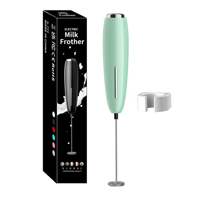 Montalatte portatile da cucina Potente macchina per schiuma elettrica con supporto Alimentato a batteria Frullatore per schiuma Miscelatore per bevande per caffè 6