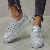 Spring and Autumn Big Size New Flat Casual Glitter Lace-up Low Top Sports Shoes Women Shoes Zapatos De Mujer Sneakers 1