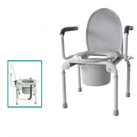 Height-Modifiable Commode Safe Bathroom ChairSupport BarsAssisted Mobility Adjustable Comfort - Elderly and Disabled Support 1