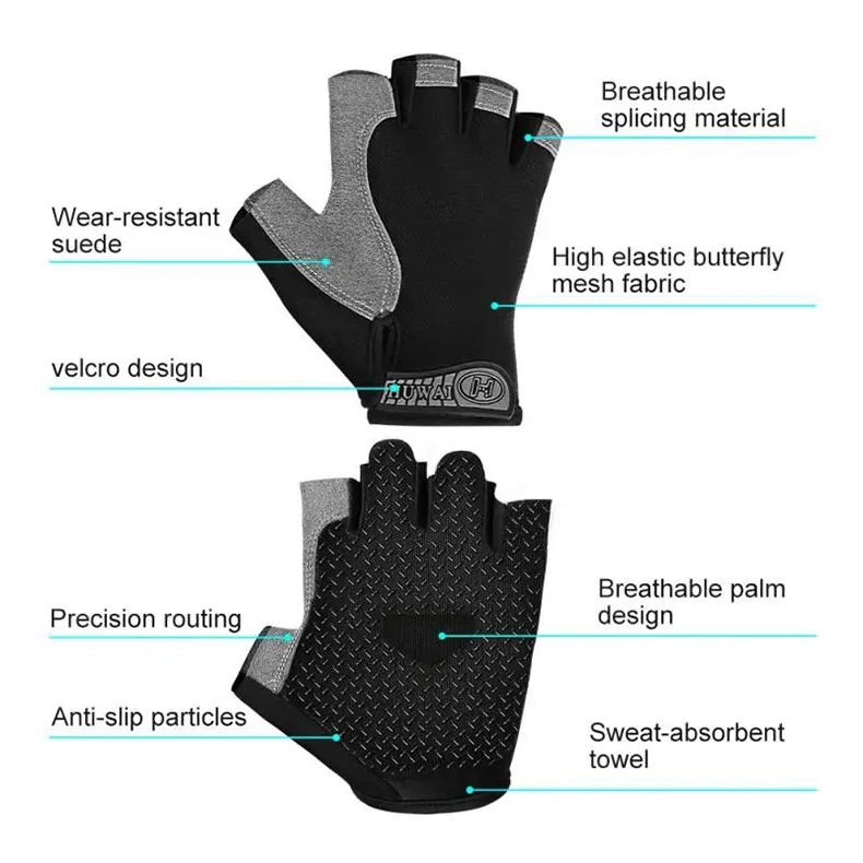 Atmungsaktive rutsch feste Halbfinger-Fahrrad handschuhe für Männer und Frauen, Fitness handschuh, Fitness, Sport, Training – Detail 7