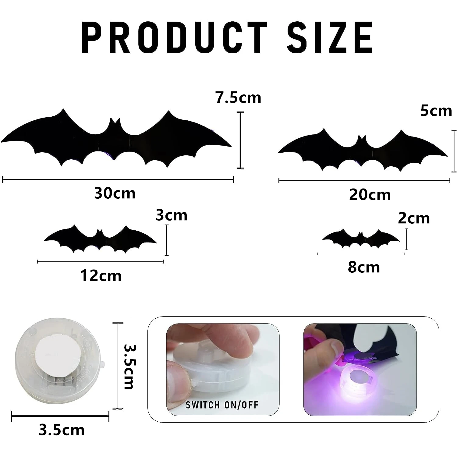 할로윈 LED 박쥐 조명 벽 장식, 현실적인 PVC 3D 박쥐 스티커 조명, 가정용 실내 야외 할로윈 파티 벽 장식