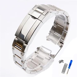 Solid Stainless Steel Luxury Watch Bracelet Strap, 20mm/21mm - 21mm (Bright silver)