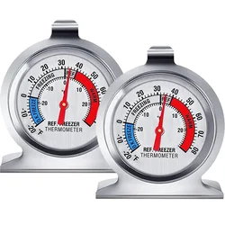 Set of Classic Analog Refrigerator Thermometers with Large Dial and Red Indicator (2pcs)