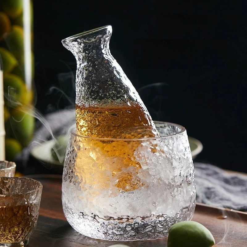 Japanese Sake Drinking Set Glass Cups and Carafe Modern Japanese Style Barware for Home Party - 5