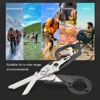 6 in 1 Multifunction Response Emergency Scissors Multi-Tool Folding Pliers Survival Tool Combination Gadget Safety Hammer Brown 6