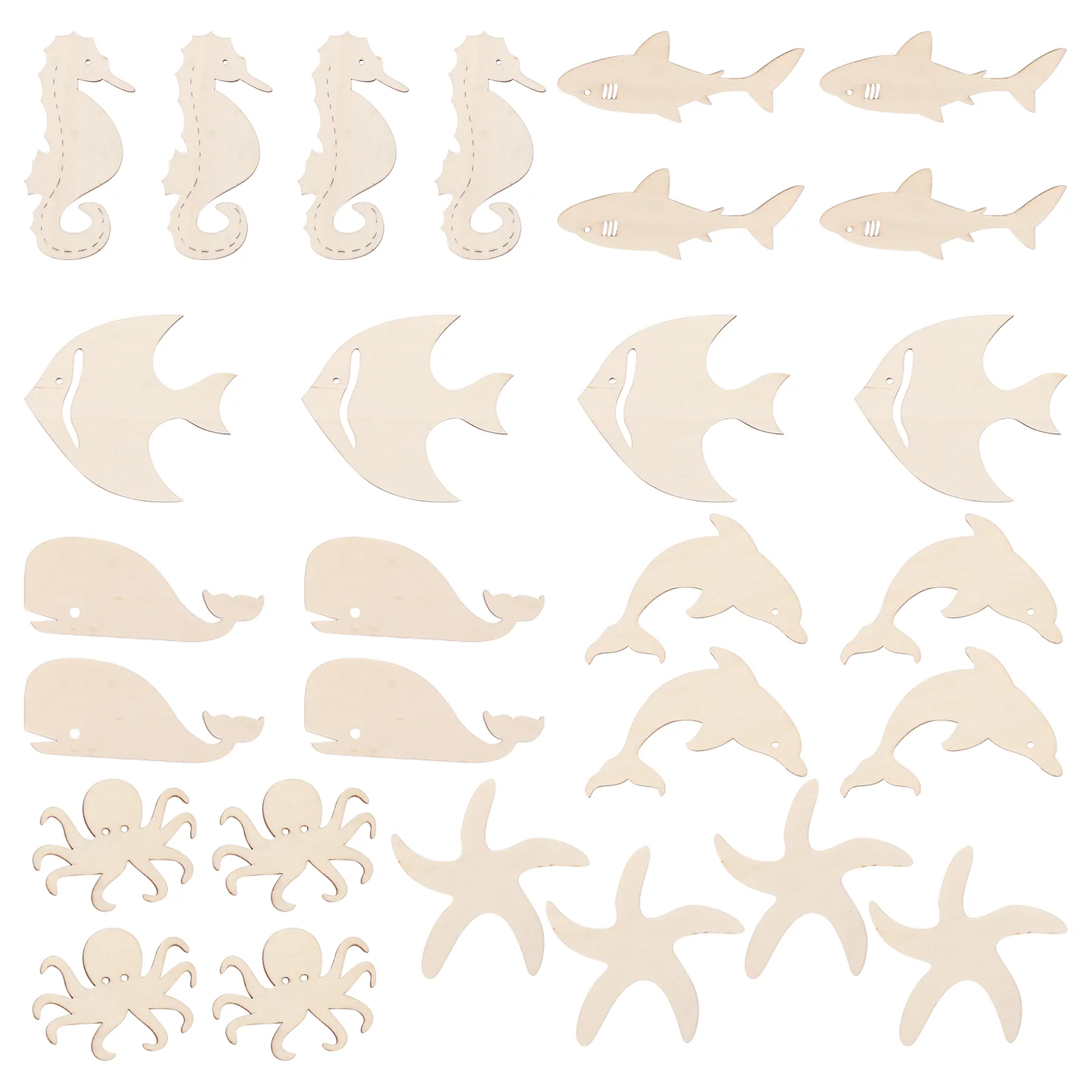 

Wood Wooden Cutout Slices Sea Craft Animal Cutouts Crafts Blank Shapes Unfinished Ocean Slice Animals Diy Pieces Painting Blocks