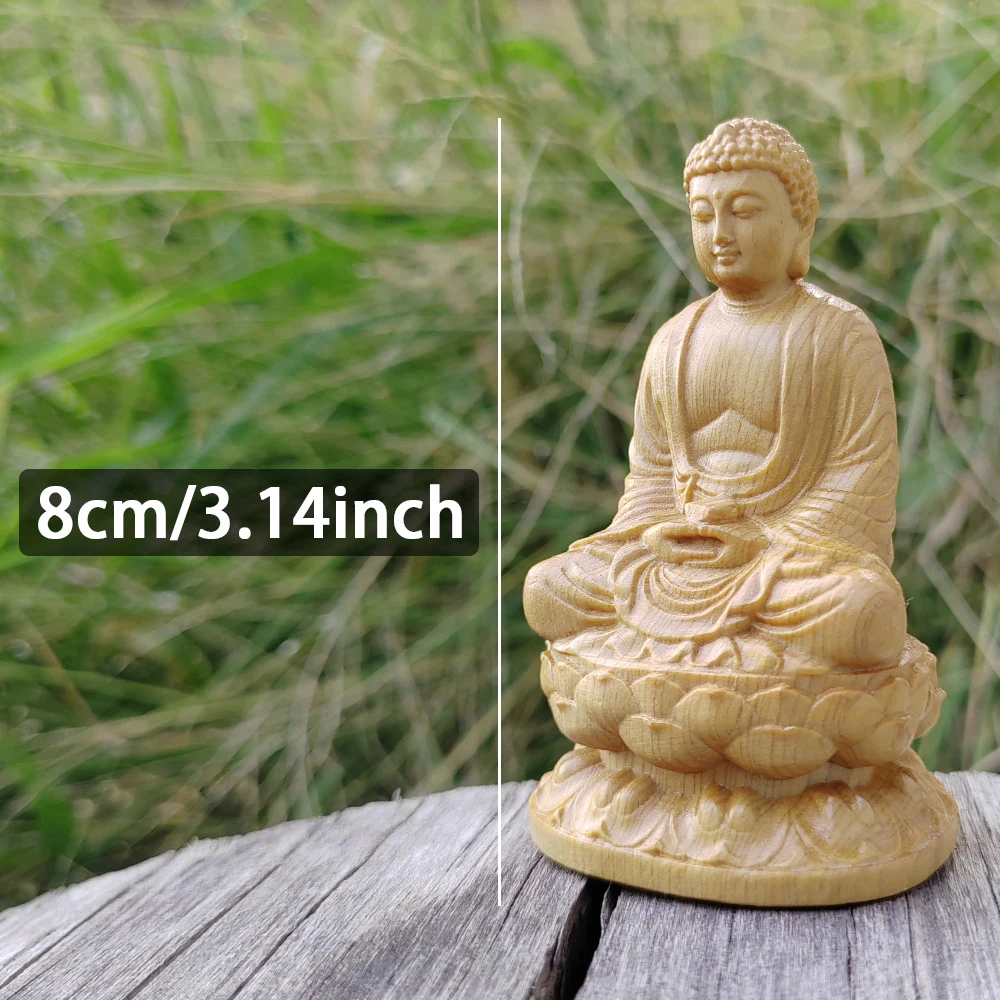 Hand-Carved Wooden Buddha Statue Ornament - Oriental Aesthetic & Traditional Style Decor