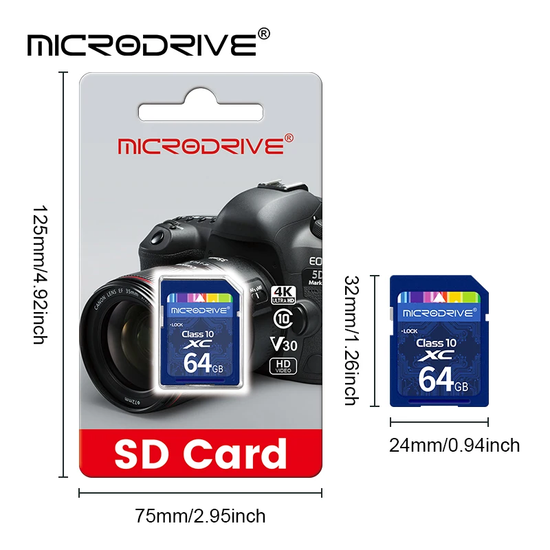 표준 SD 카드 8GB 16GB 32GB 64GB 128GB 256GB 클래스 10 SDHC SDXC C10 풀 사이즈 플래시 SD 카메라 용 일반 크기 메모리 카드