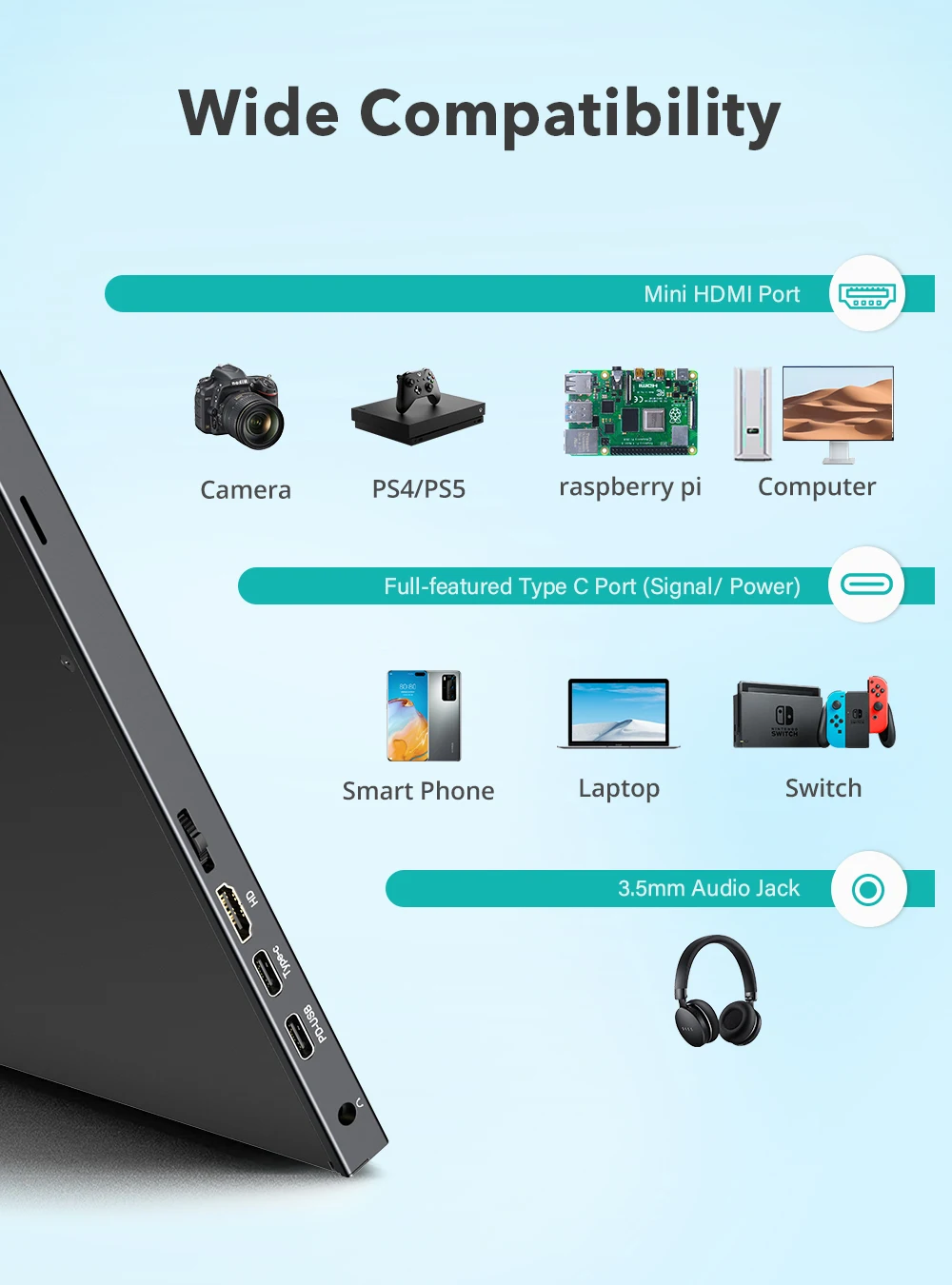 EVICIV ޴ , Ʈ  ̿, 17.3 ġ FHD ÷, 1000:1 ƮƮ, ̴ HDMI Ÿ-C , 2K
