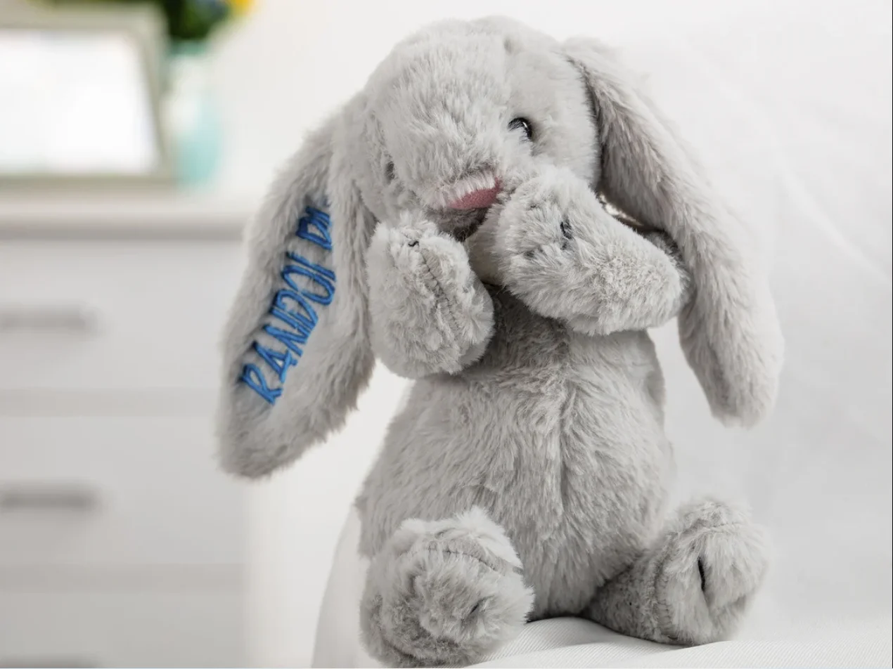 Monogrammed Bunny Personalized Stuffed Bunny Toy Easter Gift Embroidered Baby Gifts With Name For Baby Shower plush toy plush doll action figures toys