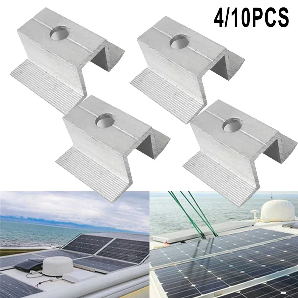 4/10Pcs Solar Middle Clamp PV For Frame Height 25-50mm Aluminum Photovoltaic Bracket Solar Panel Accessories