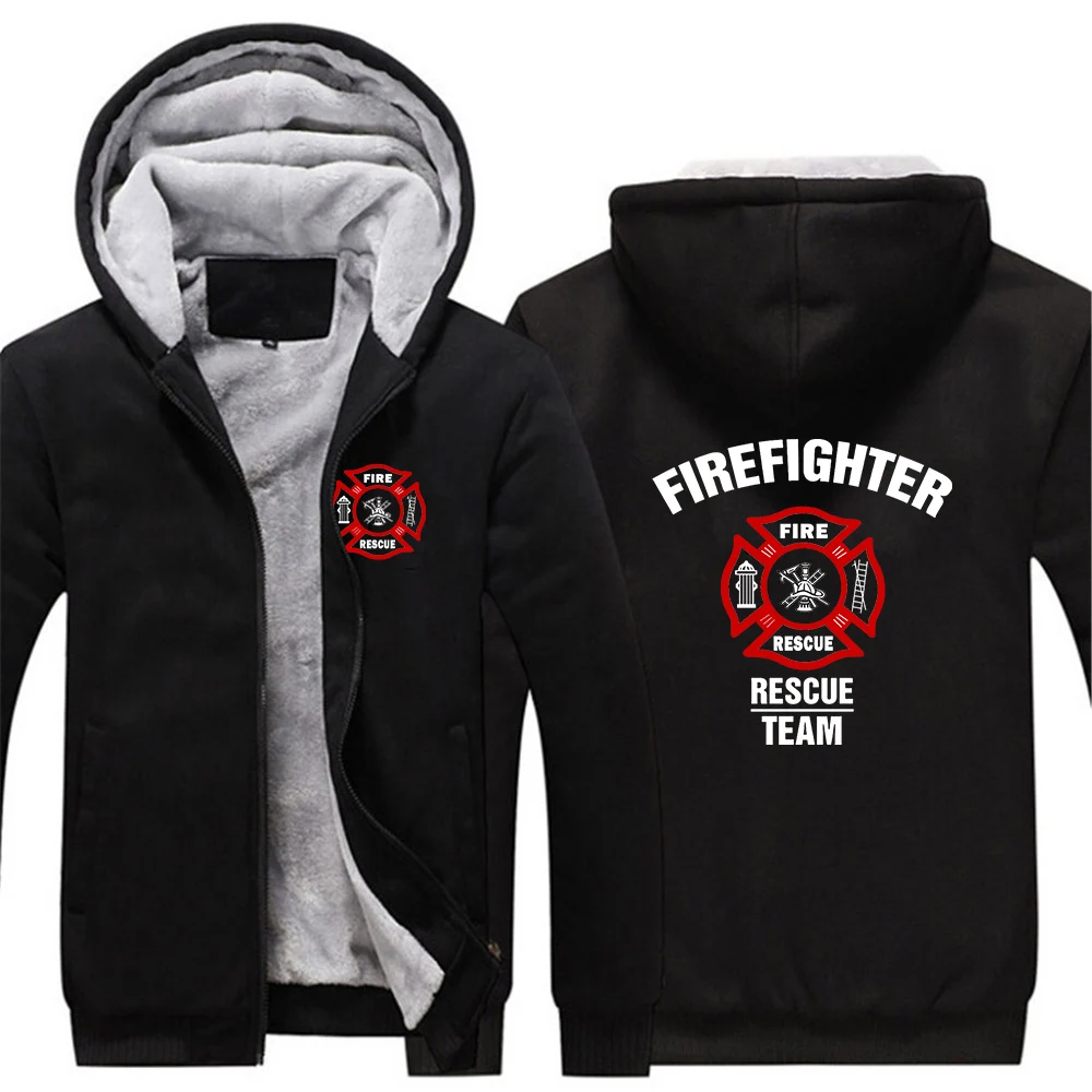 

Firefighter Rescue Team Printing Fashion 2023 New Men's Winter Thicken Warm Cotton Tracksuit Comfortable Long Sleeve Hoodie Coat
