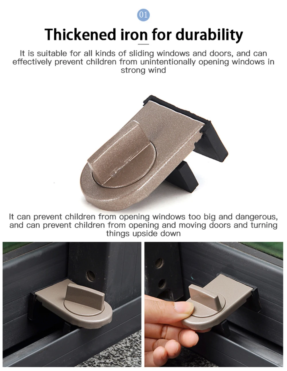 Description Picture 4 of itemSliding Door Window Lock Sliding Sash Stopper Cabinet Locks Straps Door Restrictor Security Anti-theft Lock Baby Kid Safety Lock