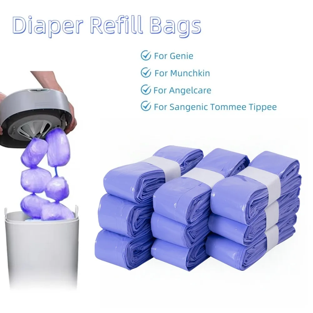 Scented Nappy Bin Refill Bags, Disposable Diaper Pail Liners, Odor Blocking Replacement Bags, Breathable Thickened Waste Bags fo