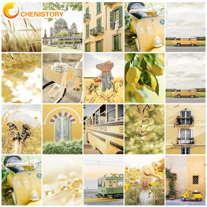 

CHENISTORY DIY Unframe Paint By Number On Canvas Painting Kits Landsacpe Acrylic Paint Coloring By Numbers Handpainted Gift