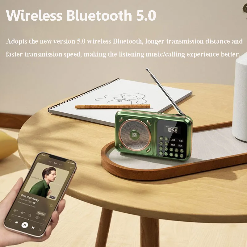 Retro Bluetooth Speaker Wireless Hifi Sound Audio System Portable Music Player with HD Reduction MIC HIgh Sensitivity FM Radio