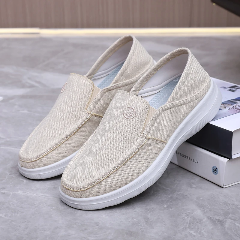 

The new cloth shoes men's shoes flat ventilation in summer a pedal flax casual shoes dad soft bottom shoes