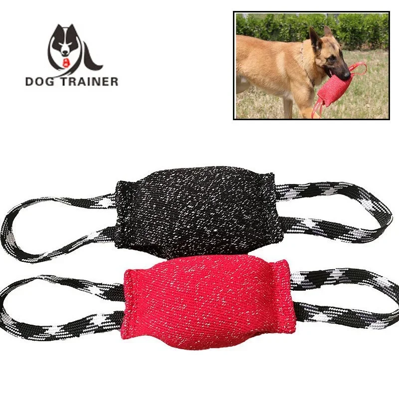 Pet Dog Bite Resistance Toys Thick Hemp Dogs Bite Toy Training Tugs Pillow Nylon Rope Double Handle Pet Training Supplies