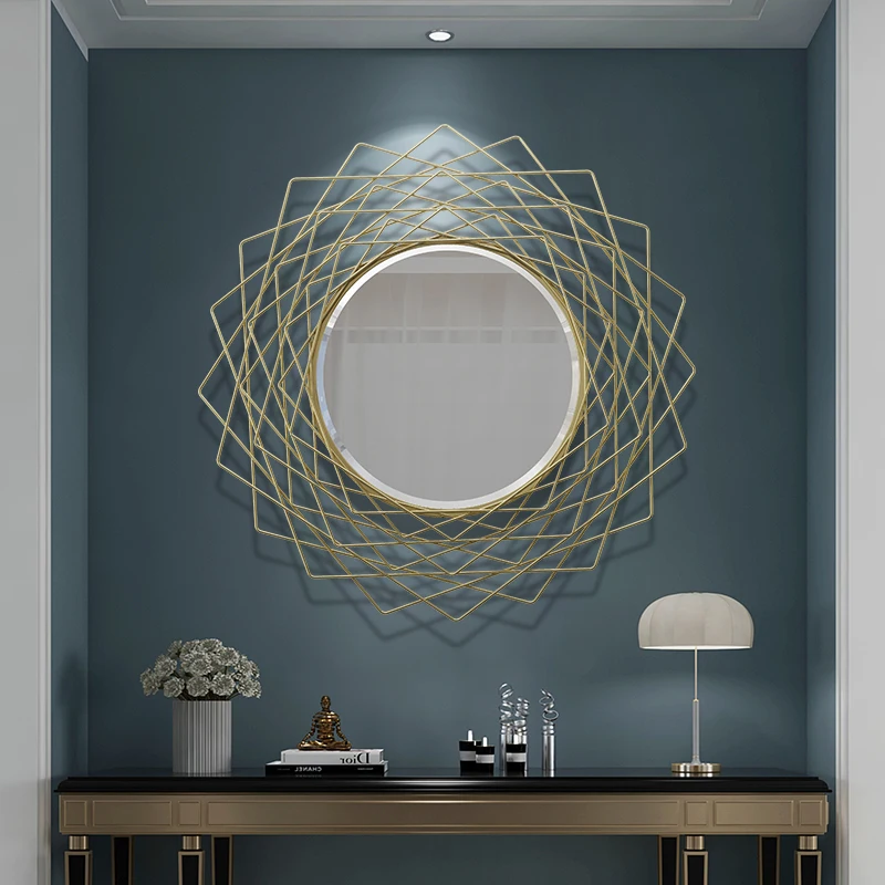 

Large Decorative Mirror Wall Modern Gold Bathroom Hanging Cosmetic Round Decorative Mirror Vanity Espejo Pared Home Decor