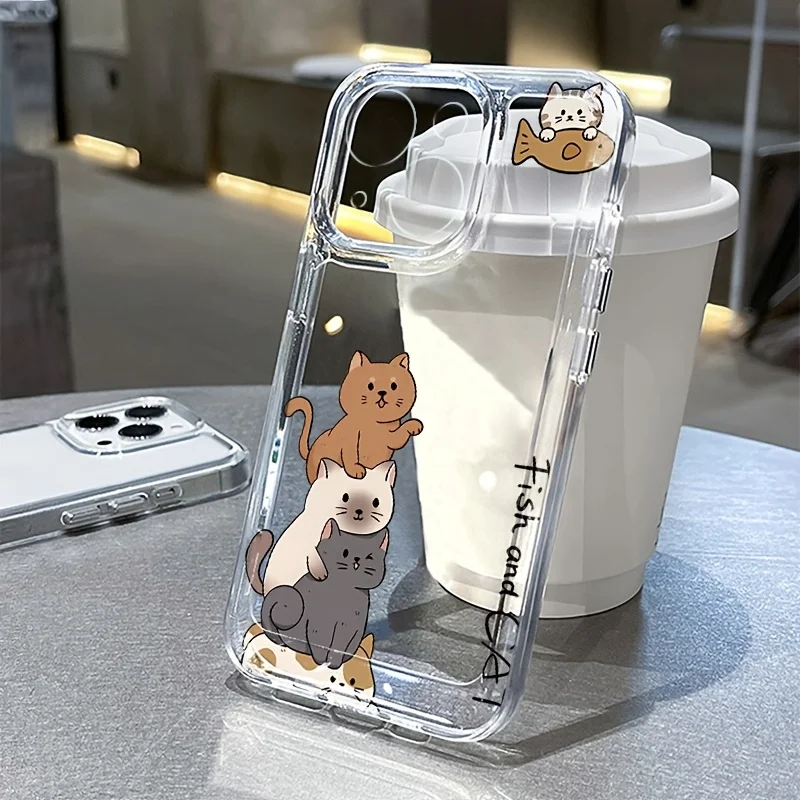 Adorable Cartoon Cat Soft Phone Case