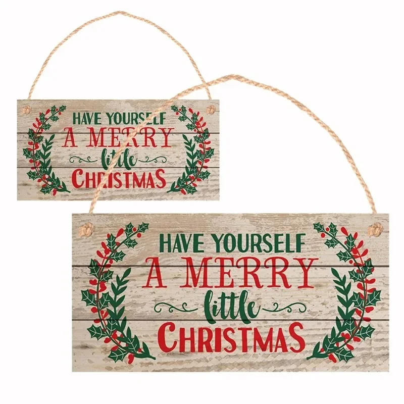 

1PC Christmas Wooden Door Hanging Sign Christmas Tree Decorations Home Wooden Pendant 2023 Gift