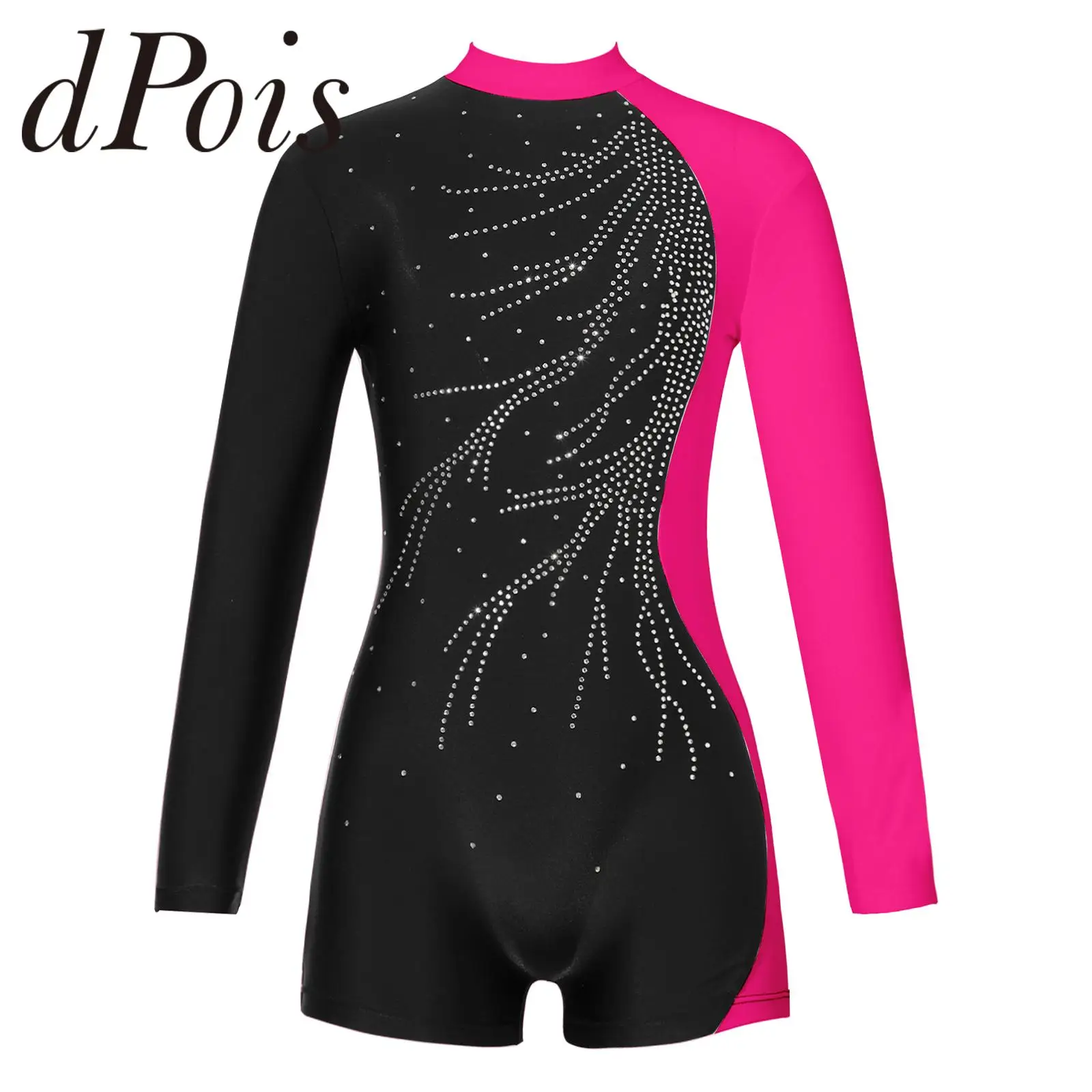 

Детский гимнастический купальник для девочек-подростков, танцевальный спортивный трико с длинными рукавами, детский спортивный костюм для катания на коньках