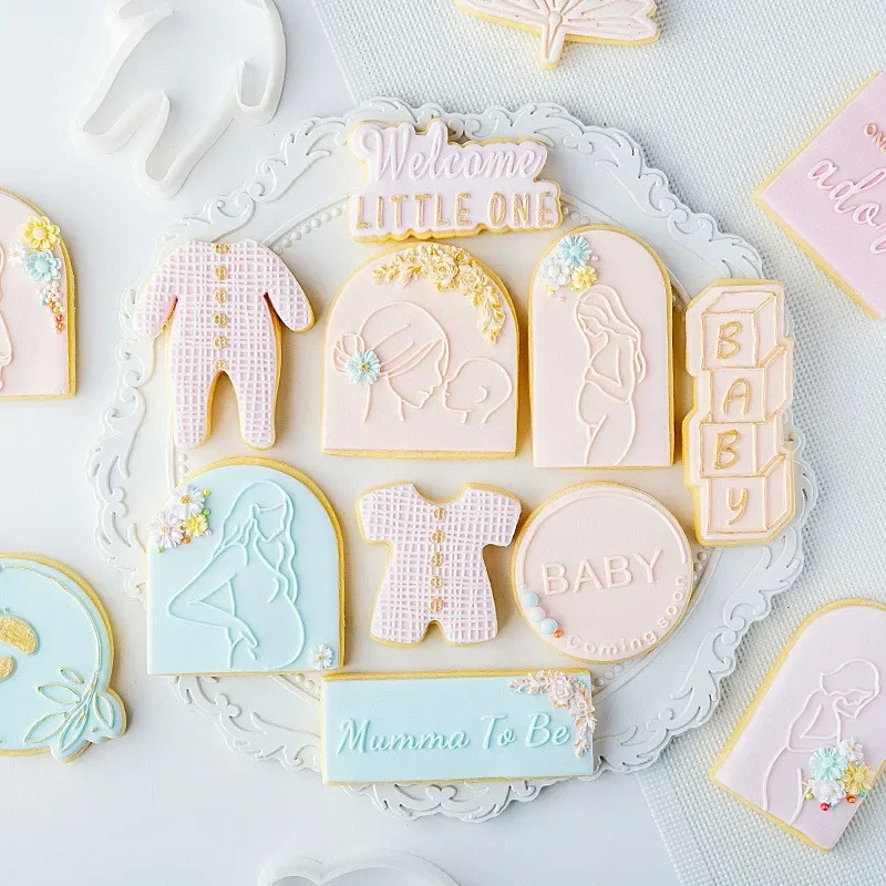 Baby Mom Embossing Stamp Acrylic Cookie Cutter Mold DIY Baking Biscuit Pastry Tools Fondant Sugar Craft