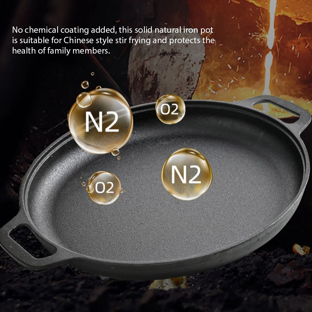 Multifunctional Cast Iron Frying Pan Non-stick Pan for Pizza Barbecue Pancakes Steak Compatible with All Cookers for Home Outdoo