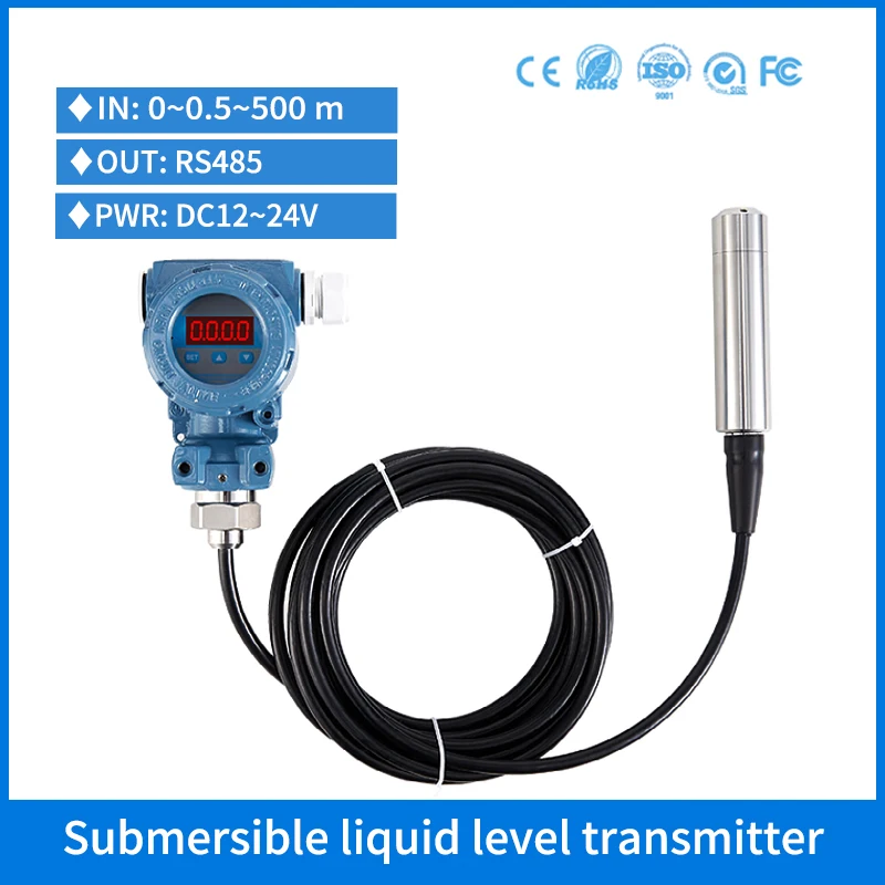 

Hydrostatic Liquid lpg Level Sensor Hydraulic Water Tank Oil Level Transmitter RS485 RTU Indicator LED Display