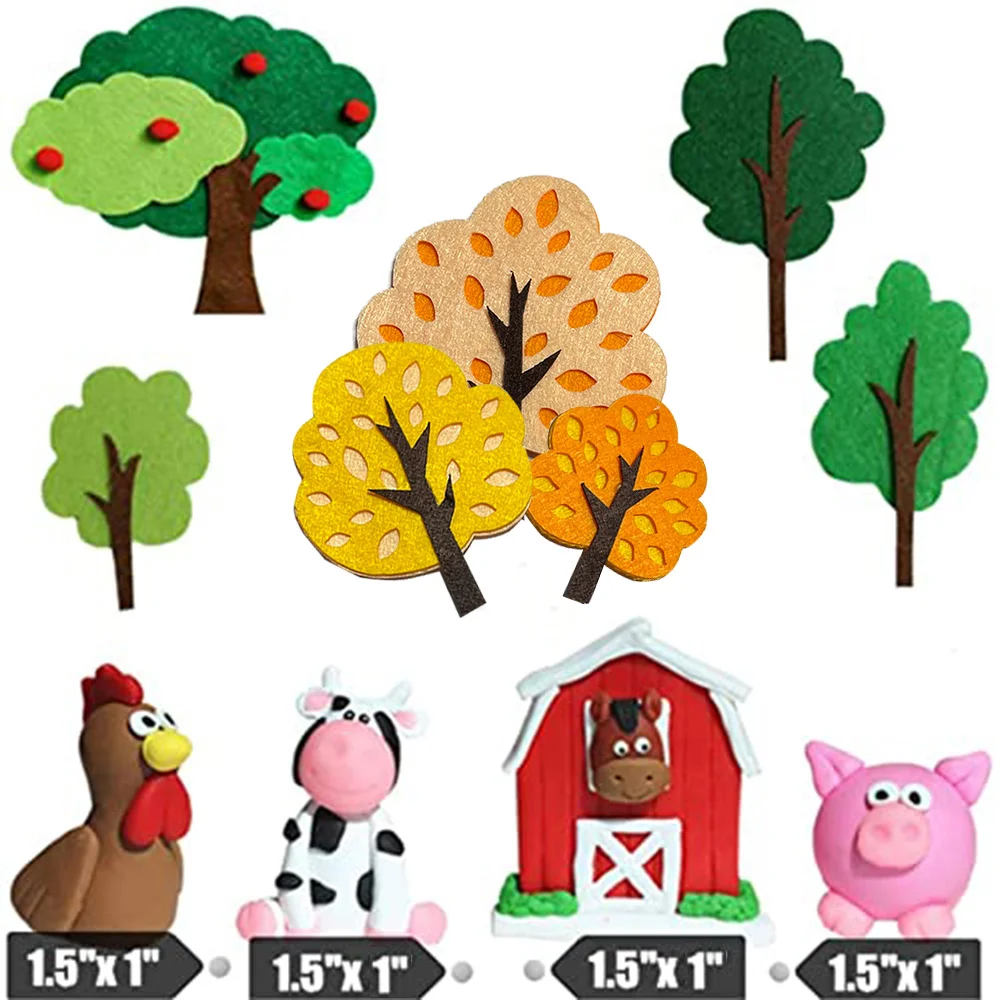 

11Pcs/Set Farm Animal Cake Topper Chicken Cow Pig Cake Decorations Themed Birthday Baby Shower Party Cartoon Supplie Leaf